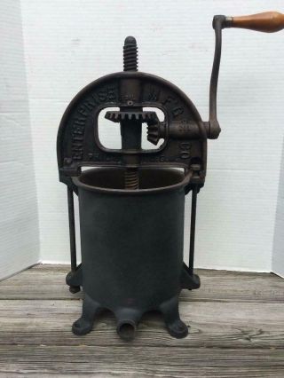 1883 Antique Vintage 6 Qt Enterprise Cast Iron Fruit Lard Wine Press