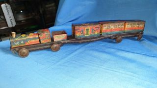 Old Vintage Tin Wheel Train Toy From Japan 1930
