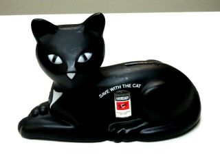 Vintage 1981 Union Carbide Eveready Black Cat Blow Mold Bank W/logo