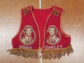Vintage 1950s Annie Oakley Costume Western Outfit Red Top/vest Cowgirl