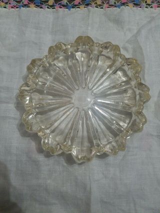 Vintage Clear Cut Glass Ashtray Cigarette/joint Heavy 5 " Round Scalloped Flower