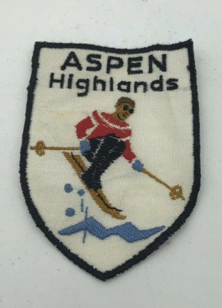 Aspen Highlands Vintage Skiing Ski Patch Crest Colorado Co Resort Souvenir
