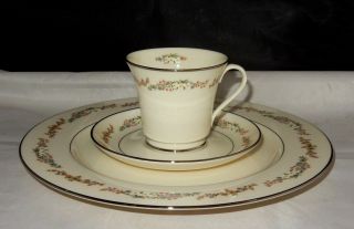 Vintage 3 Piece Set Gorham Fine China " Rondelle " Floral Plate,  Saucer,  Tea Cup