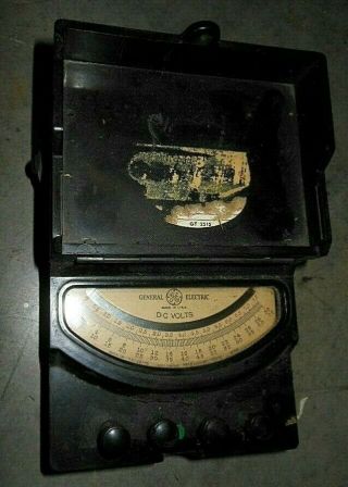 Vintage Ge 0 - 7.  5/30/75 Dc Volt Meter W/ Bakelite Case Leather Handle