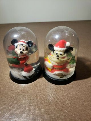 Vintage Disney Mickey Minnie Mouse Plastic Snow Globes Hong Kong Kurt Adler