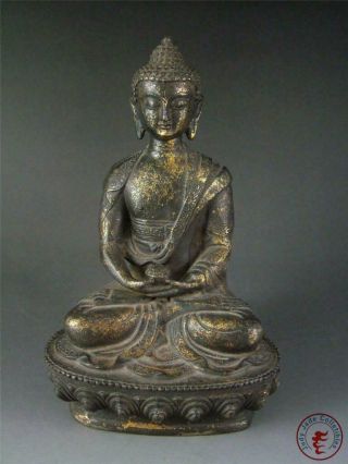 Large Antique Old Chinese Tibet Bronze Tibetan Buddha Sakyamuni Statue
