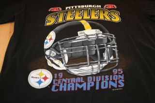 Vintage Pittsburgh Steelers 1995 Division Champs Nfl T Shirt Sz Large