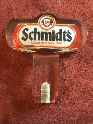 Vintage Schmidt’s Quality Beer 4 1/2” Lucite Beer Tap Pull Handle