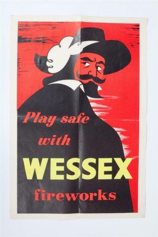 Vintage " Wessex Fireworks " Point Of Poster