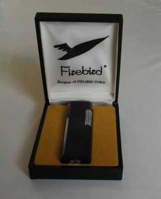 Vintage Colibri Firebird Black Cigarette Lighter In Case