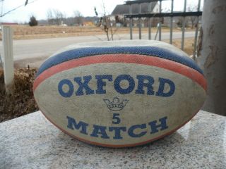 Vintage Authentic Oxford Match Leather Rugby Ball Football Size 5 Made In India