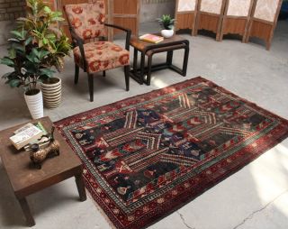 Oriental Vintage Distressed Geometric Hand Knotted Wool Traditional Area Rug