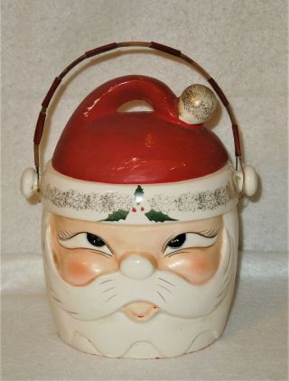 Vintage Ucagco Santa Claus Christmas Cookie Biscuit Jar Japan