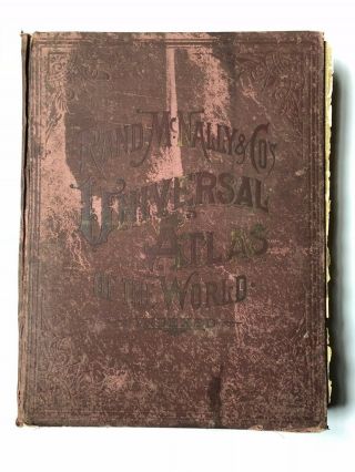 Antique 1892 Rand Mcnally Universal Atlas Of The World Indexed Book Vintage Huge