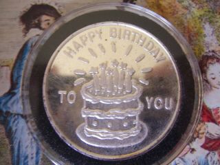 1 Oz Vintage Silver.  999 (t) Happy Birthday To You Round