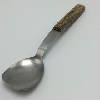 Vernco Vintage Ice Cream Scoop Spade Spoon Stainless W Wood Handle Japan