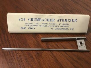 Vintage Grumbacher Metal Atomizer Nickel Plated Ex Made In Japan