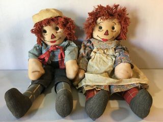 Vintage Antique Raggedy Anne & Andy Doll Handmade