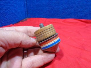 Vintage Toy Metal Windup Spinning Top With Wood Attachment