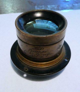 Antique Large Format Brass Camera Lens No6 Periscope Rd Gray Ny 1263