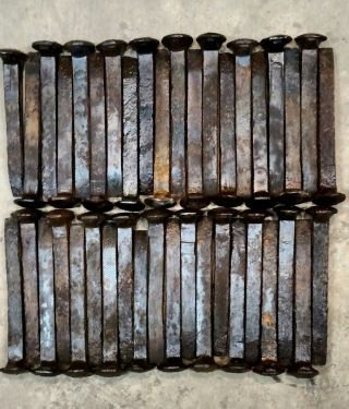 40 Vintage Railroad Spikes,  6 1/2 " Lt.  Rust,  Mostly Hc,  Welding,  Knives,