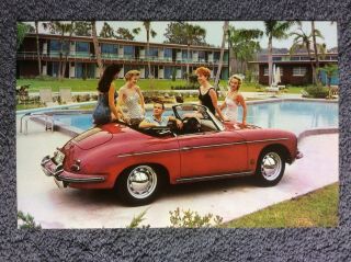Vintage 1960 Porsche Advertising Postcard Sports Car Convertible