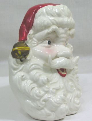 Vtg Christmas Large Figural Santa Claus Head Bank w Stopper 7 