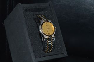 Vintage Gucci Womens Watch Two Tone Stainless Steal 18k Gold Plated W/box
