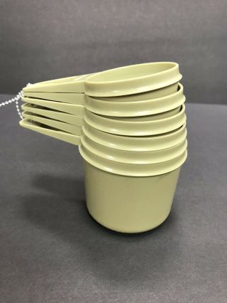Set Of 6 Vintage Avocado Green Tupperware Measuring Cups Usa
