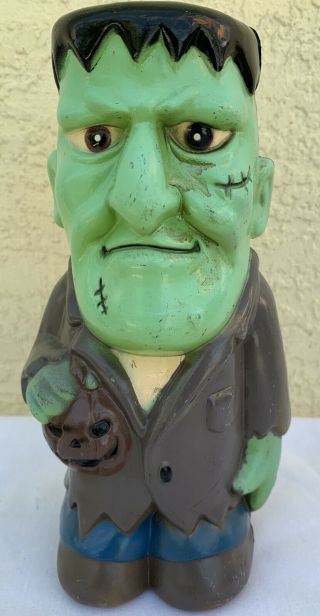 Vintage Halloween Frankenstein Blow Mold 2001 Dynagood Plastic Figure Monster