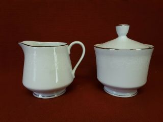 Vntg Crown Victoria Lovelace Fine China Sugar Bowl & Creamer Japan 1950 - 60 