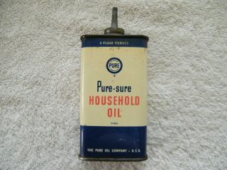 Vintage Pure - Sure Household Oil Can Lead Top Handy Oiler 4 Oz.  (no Cap)