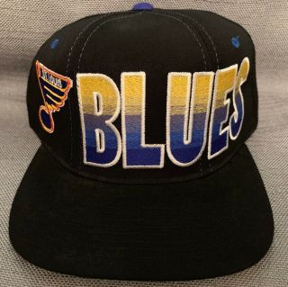 St Louis Blues Hockey Baseball Cap Hat Vintage Nhl Snapback Starter Blue Note