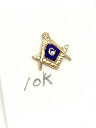 Vintage 10k Gold Mason Blue Lodge Tiny Lapel Pin - - Screw - Back - - Masonic Rp