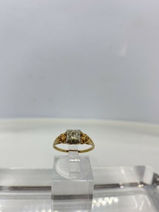 Antique Art Deco 14 - 18k Gold Diamond.  0.  25ct Engagement Ring