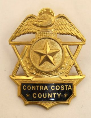 Vintage Obsolete 1940s Era California Contra Costa County Hat Badge Law Badge