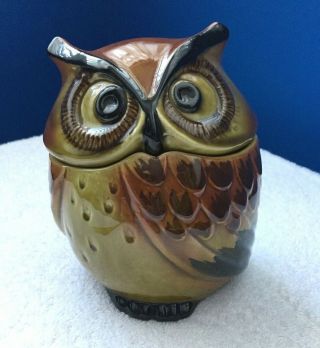 Vtg Metlox Poppy Trail California Owl 6 " Tall Cookie Jar - Mid Century Ceramic