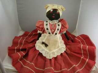 Vintage Black Americana Primitive Folk Art Cloth Rag Stuffed Doll