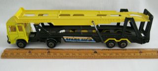 Vintage Majorette Trans Auto Yellow Black Car Auto Transport Tractor Trailer