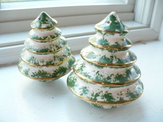 Vintage Spatterware Christmas Tree Salt And Pepper Shakers