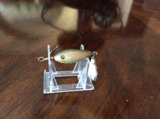 Heddon Artistic Minnow 2” Glass Eye Wood Lure With Gold Props