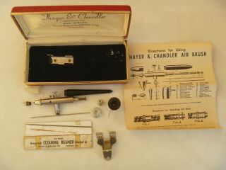 Thayer & Chandler Air Brush Artist Set Vintage Box Case Accessories Paper Read