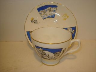 Queen Anne Bone China Tea Cup & Saucer Alaska Wild Life Vintage Souvenir