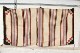 Antique Navajo Native American Indian Double Saddle Blanket Crystal Rug Striped