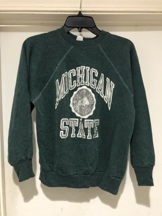 Vintage 60s 70s Michigan State Spartans Crewneck Sweatshirt University M Rare Us