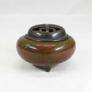 D872: Chinese Incense Burner Of Copper Ware With Good Work And Cinnabar Tone
