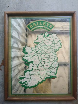 Vintage Org.  Baileys Irish Cream Liqueur Framed Advertising Sign Mirror 21 " X17 "