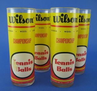 Wilson Tennis Ball Can Drinking Glasses Set Of 4 Vintage