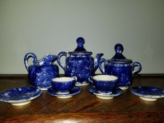 Antique Flow Blue Tea Set