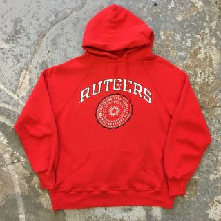 Vintage 80’s Rutgers College University Sweatshirt Hoodie Large Red Vtg Hooded